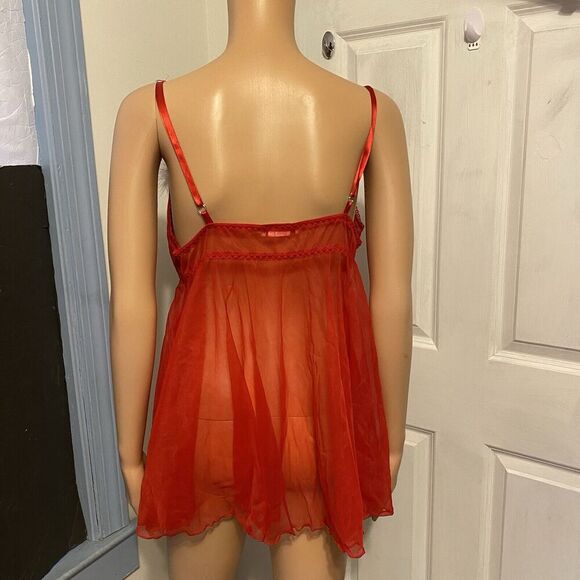 Seductive Wear Cinema Red Lace Mesh Holiday Bustier Lingerie Top Sz M Sexy Roman - Picture 5 of 9